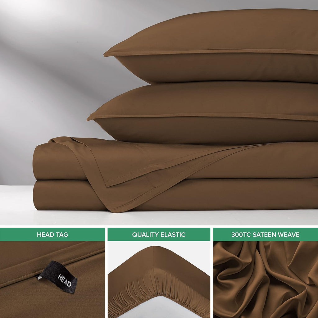 Pure Bamboo Twin Sheets - Luxuriously Soft & Cooling 100% Organic Viscose Bed Sheet Set | Double Stitching, Coconut Husk