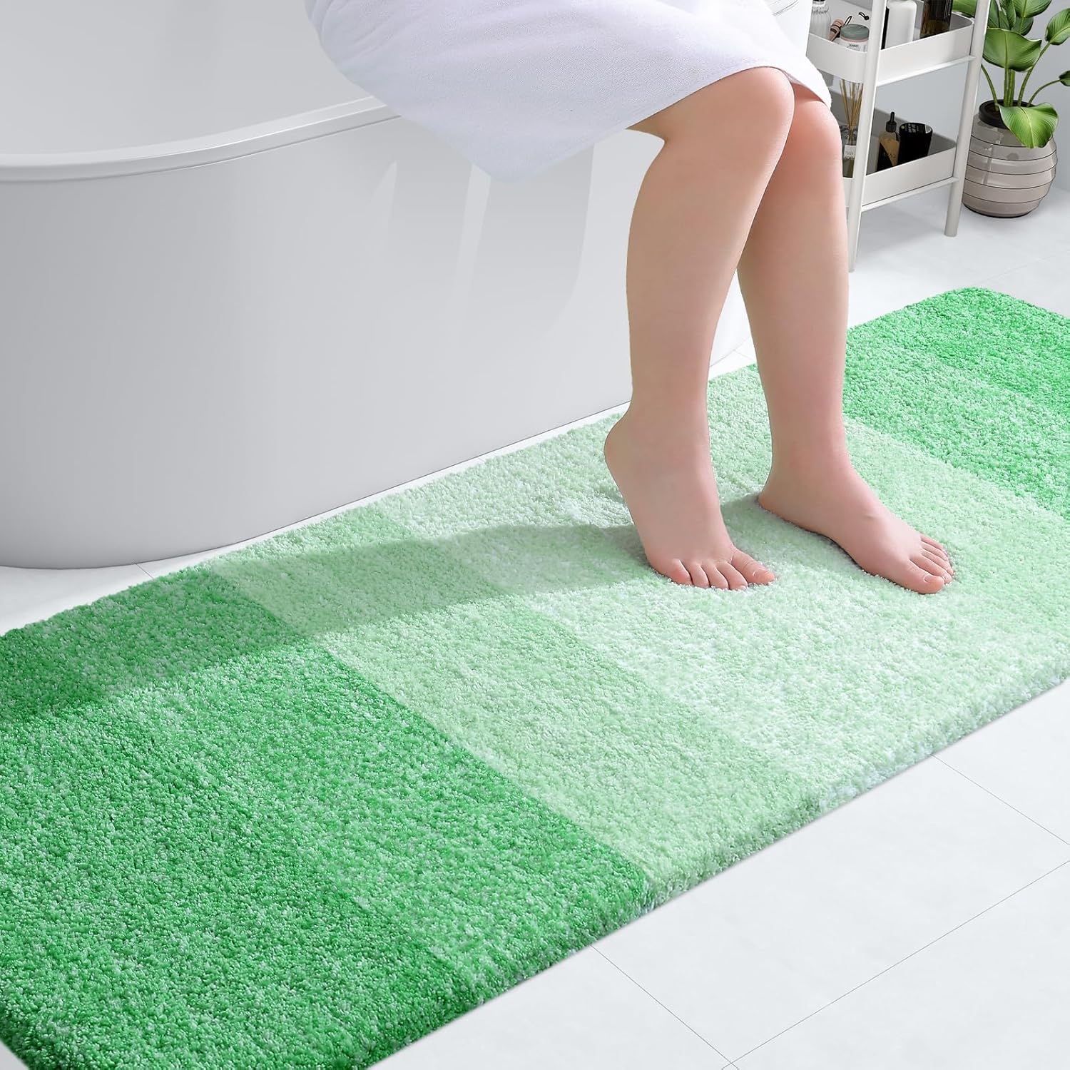 OLANLY Bathroom Runner Rug - Extra Soft, Absorbent Microfiber | Quick-Dry, Machine Washable, 70x24, Green