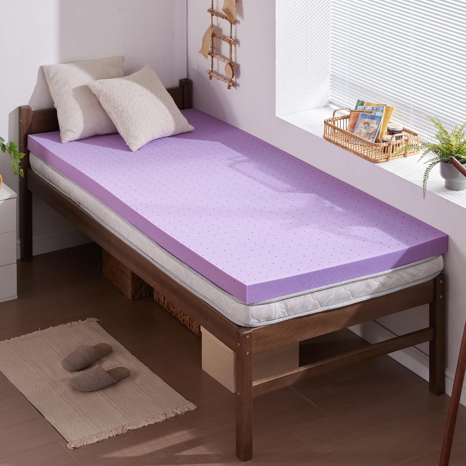SINWEEK Gel Memory Foam Mattress Topper - Ventilated & Soft Pressure Relief - Twin Size, CertiPUR-US Certified