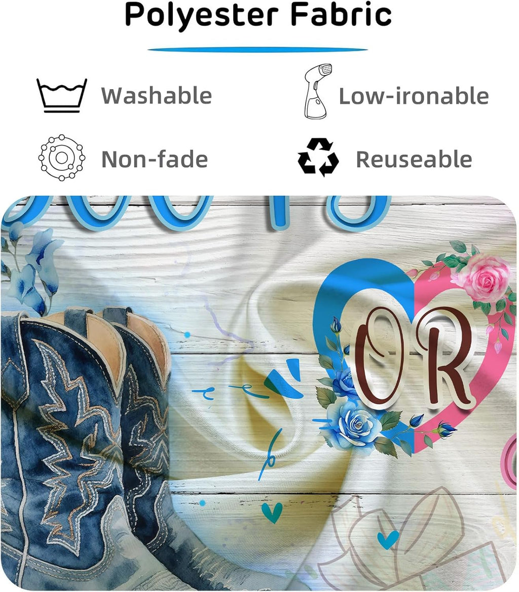 Skiennix Cowboy Boots & Bows Gender Reveal Backdrop - Rustic Wood Design | 7x5ft Photo Booth Banner