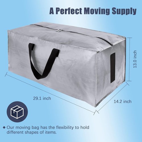 HOMESURE Large Water-Resistant Storage Bags - 8 Pack Heavy Duty with Zippers & Handles | Silver