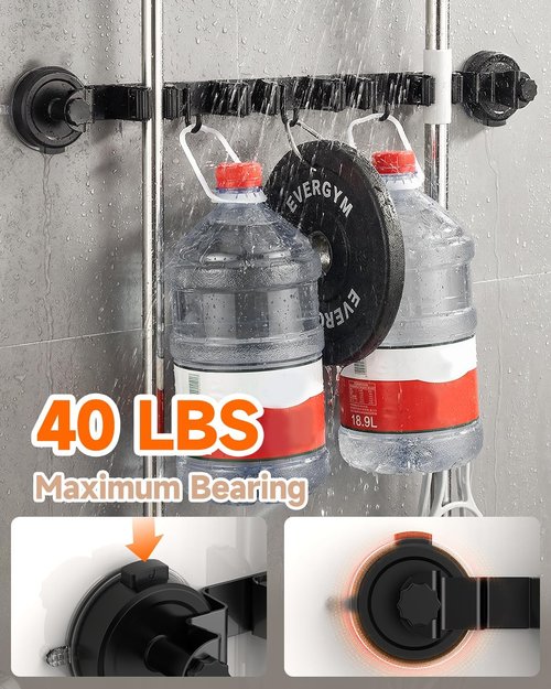 2026 Upgrade Broom Holder by [Brand Name] - Wall Mount Organizer with 4 Racks & 3 Hooks for Home
