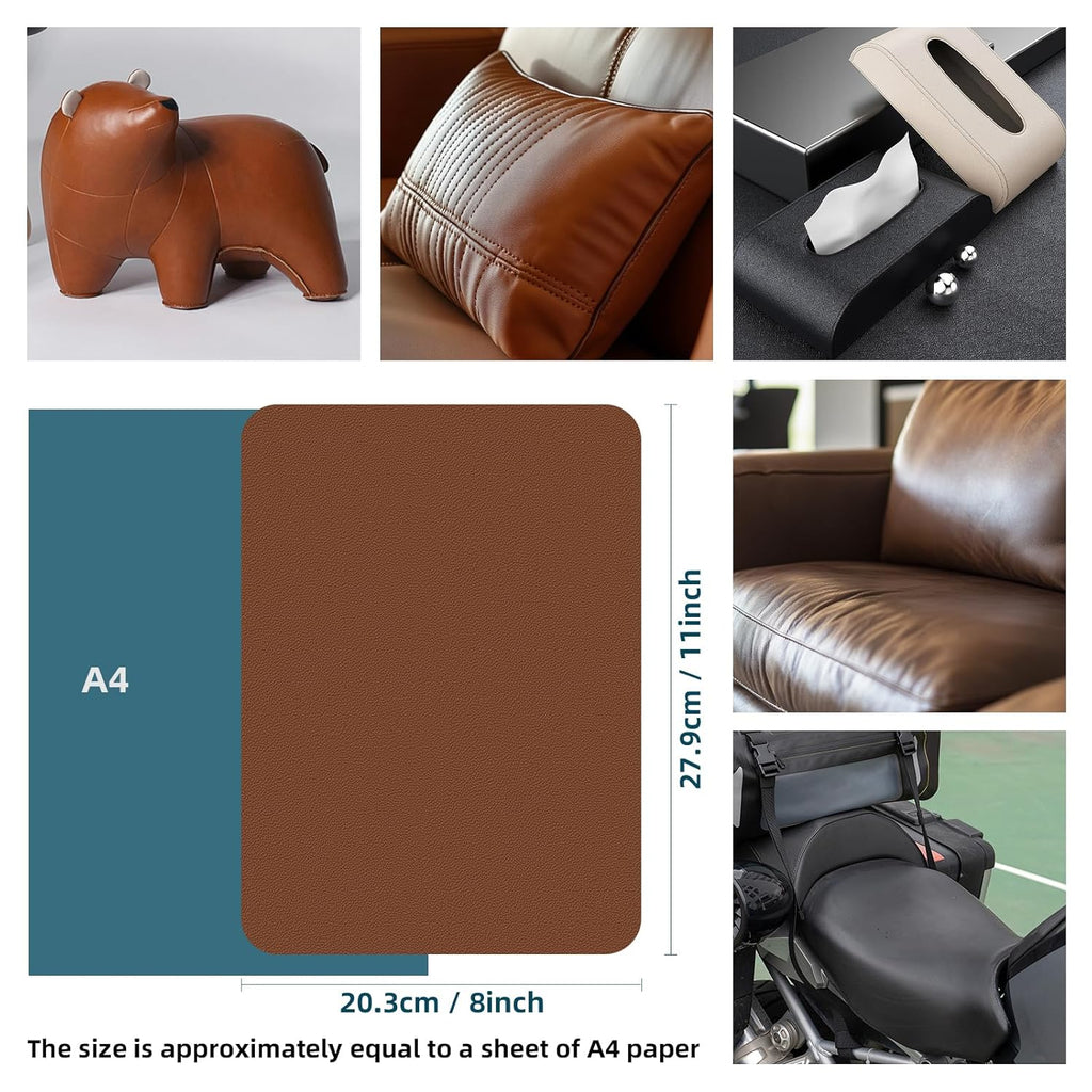 WILDREEDS Leather Repair Patches - Self-Adhesive 8x11 Inch for Sofas, Furniture & Car Seats (Brown)