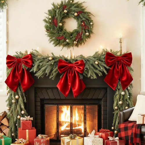 Big Red Bows | 23x11 In Ruby Red Satin Christmas Tree Topper & Holiday Decor