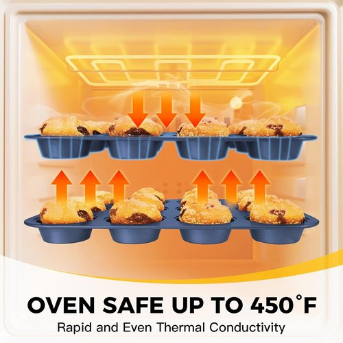HONGBAKE Nonstick Bakeware Set - 10-Piece Kitchen Baking Pans with Wider Grips | Blue Color