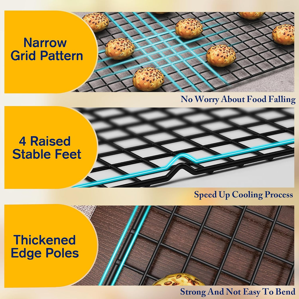 Skiennix Cooling Racks - Heavy Duty Stainless Steel Wire Rack for Baking & Grilling | 10" x 16" - Oven & Dishwasher Safe