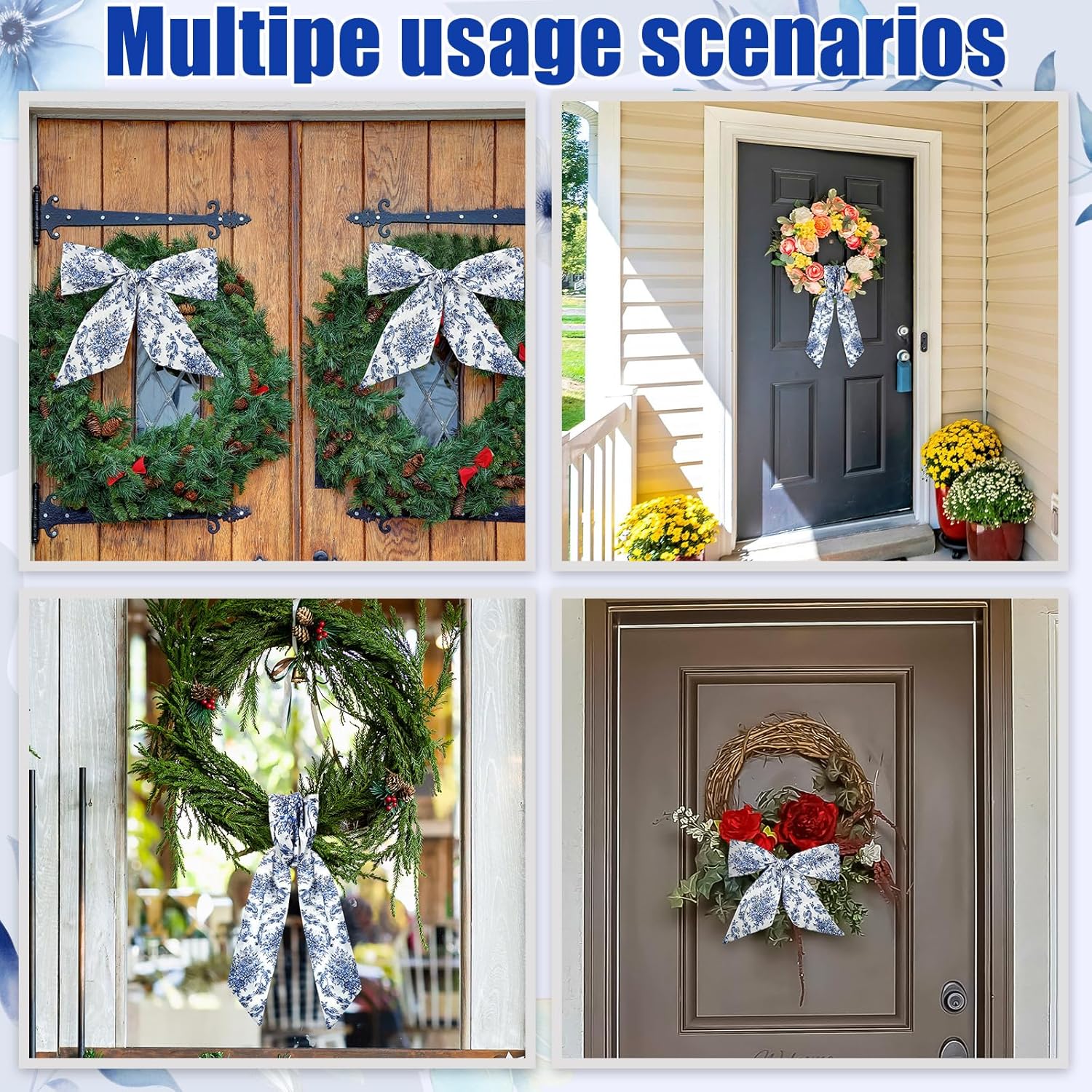 XunYee Wreath Sash Set - 6 Pcs Embroidery Monogram Decor for Indoor/Outdoor Weddings & Events | Retro Style