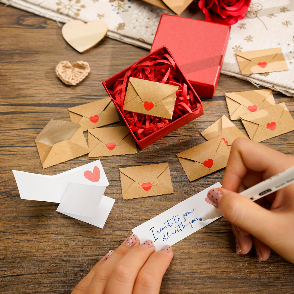 15 Blank Note Cards and Envelopes - Mini Envelopes with Blank Cards, Tiny Valentines Day Card, Little Love Notes for Him, Her, Wife, Husband - Cute Birthday, Valentine Gifts for Girlfriend Boyfriend