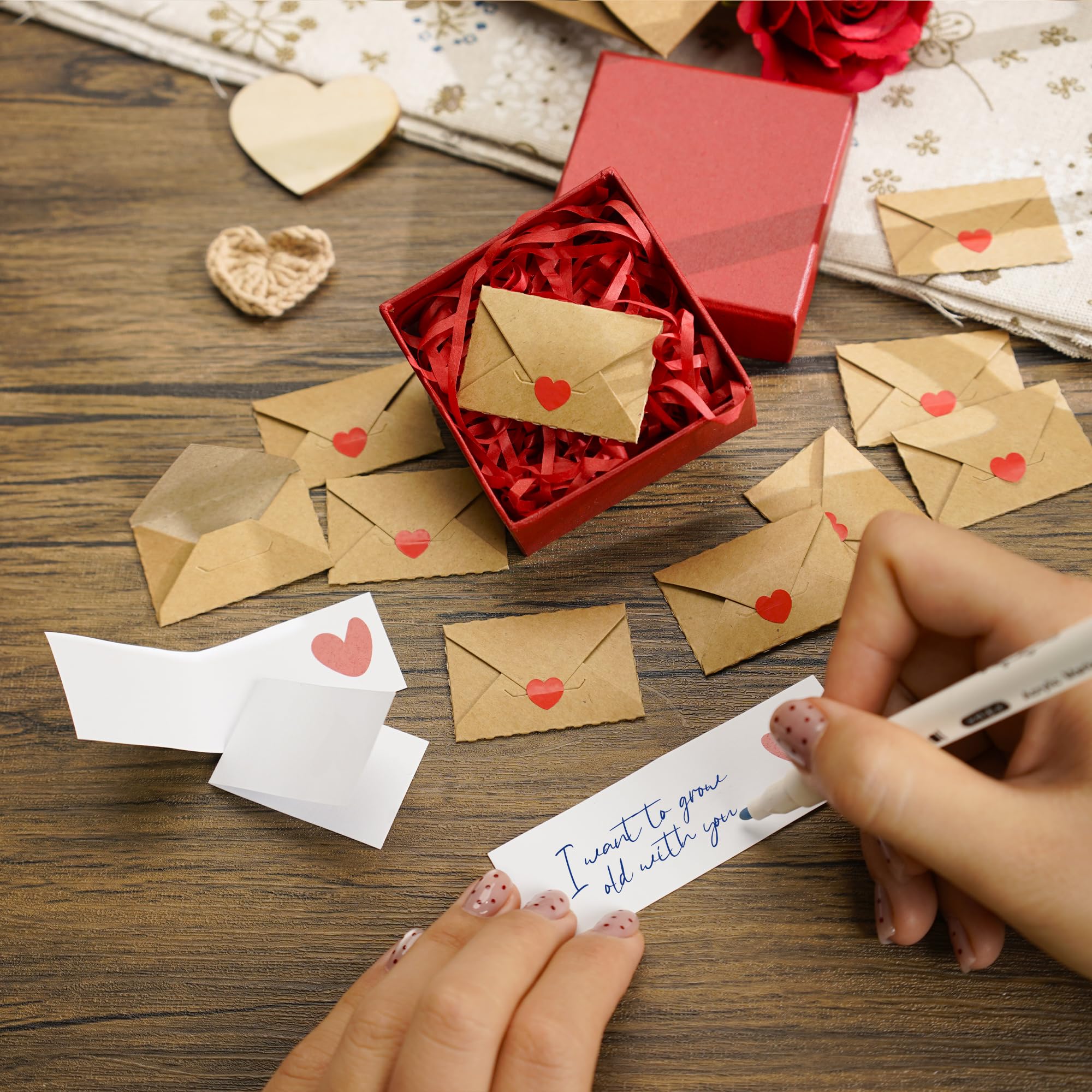15 Blank Note Cards and Envelopes - Mini Envelopes with Blank Cards, Tiny Valentines Day Card, Little Love Notes for Him, Her, Wife, Husband - Cute Birthday, Valentine Gifts for Girlfriend Boyfriend