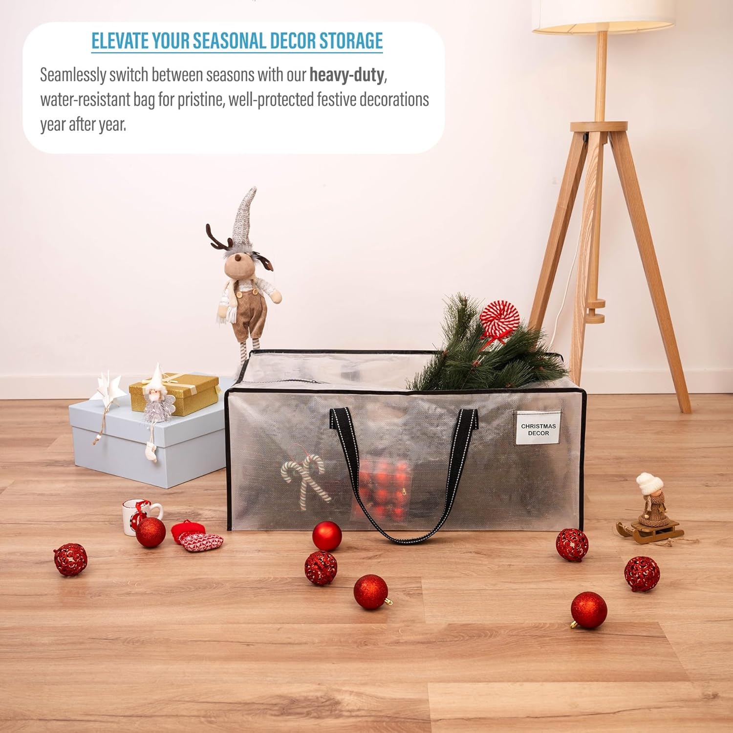 VENO Heavy Duty Moving Bags - Clear Christmas Storage Bins with Lids | 2 Pack for Clothes & Blankets