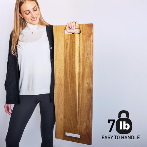 Babilonia Extra Large Charcuterie Board with Handles, 36 x 12 Inch Premium Acacia Wood Tray, Reversible Long Wooden Serving Platters for Meat, Cheese, and Party Appetizers