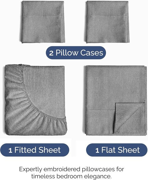 King Size 4 Piece Sheet Set - Comfy Cooling Bed Sheets for Luxurious Sleep - Soft, Wrinkle-Free Grey