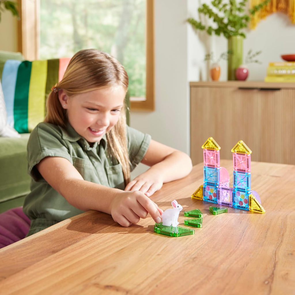 Magna-Tiles MicroMAGS 24-Piece Spring Garden Travel Set - Original Magnetic Building Blocks