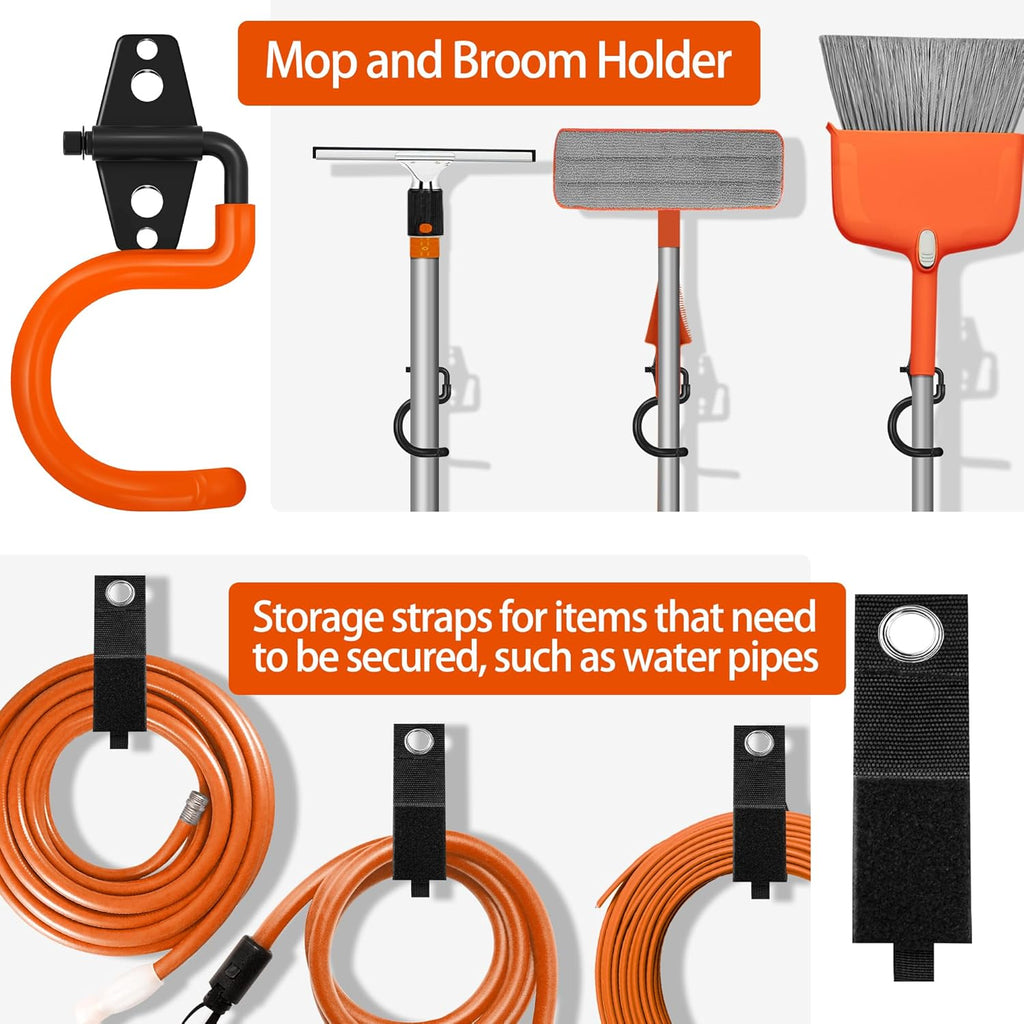 Skiennix Heavy-Duty Garage Hooks - Anti-Slip Coating for Bikes, Ladders, Tools | 18 Pack