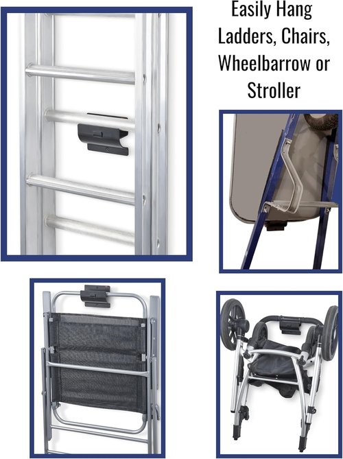 Heavy Duty Ladder Hook by Ladder Hook | Black Wall Brackets for Garage Storage & Organization