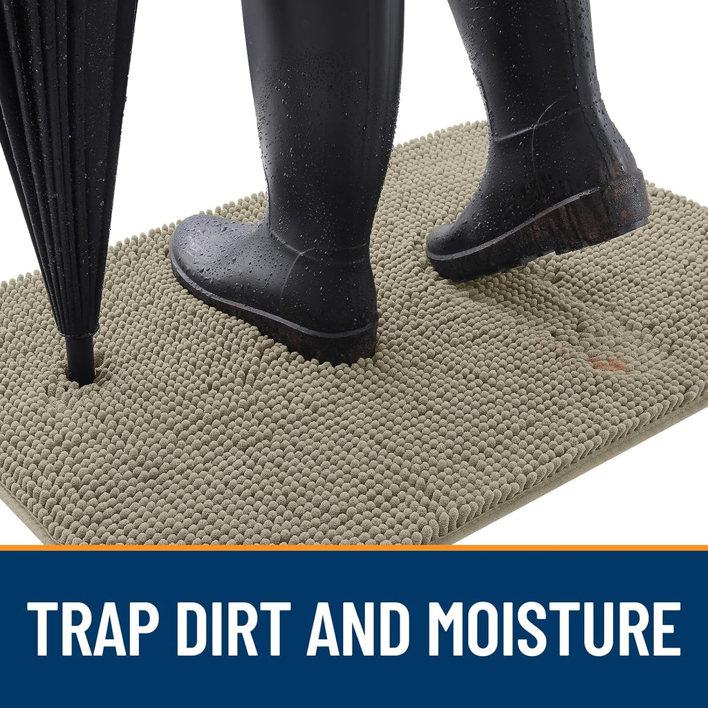 OLANLY Dog Door Mat - Absorbent Non-Slip Washable Doormat for Muddy Paws | 44x32 Warm Taupe