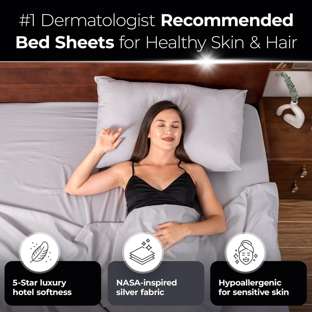 Silvery Silver Infused Bed Sheets Set - Ultra-Soft Temperature-Regulating Fabric with Self-Cleaning Technology™ that Stays Fresh 3X Longer for Hygienic Sleep