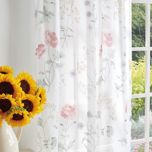 Martha Stewart Marthas Garden Floral Semi-Sheer Rod Pocket Window Curtain Panel Pair, 95", Multi