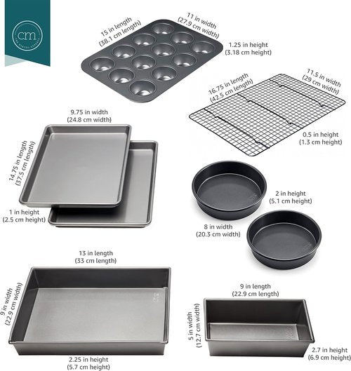 Chicago Metallic Bakeware Set - Professional Non-Stick 8-Piece Collection in Silver