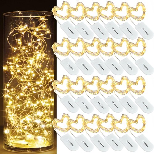 CYLAPEX Fairy Lights String - 24 Pack Battery Operated 7ft 20 LEDs for Halloween & Christmas Decor - Warm White
