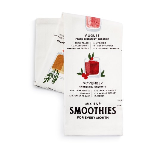 DEMDACO byDesign Serving Collection Smoothie of The Month Mix It Up Red 17 x 28 Cotton Twill Absorbent Kitchen Dish Hand Towel