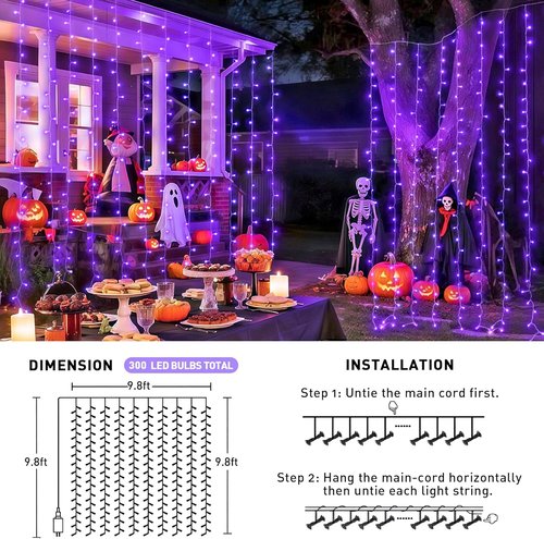 JMEXSUSS 300LED Purple Christmas Lights - Remote-Controlled String Lights for Bedroom & Party Decor