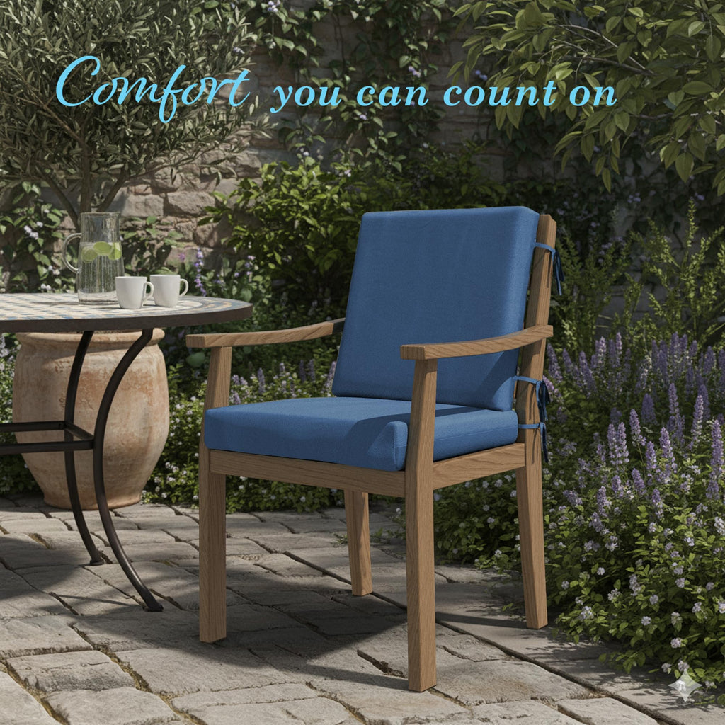 California Umbrella Outdoor Dining Chair, Patio Seat Cushion, 20 x 40 Inch, Premium Outdoor Memory Foam, Fade Resistant Sunbrella Fabric, Fabric Ties,Regatta
