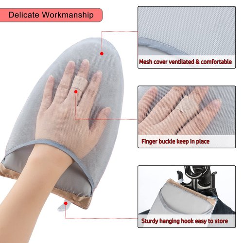 CINPIUK Garment Steamer Ironing Gloves Anti Steam Glove Heat Resistant Garment Steamer Mitt, Garment Steam Accessories for Clothes，Blue & White, 2PCS