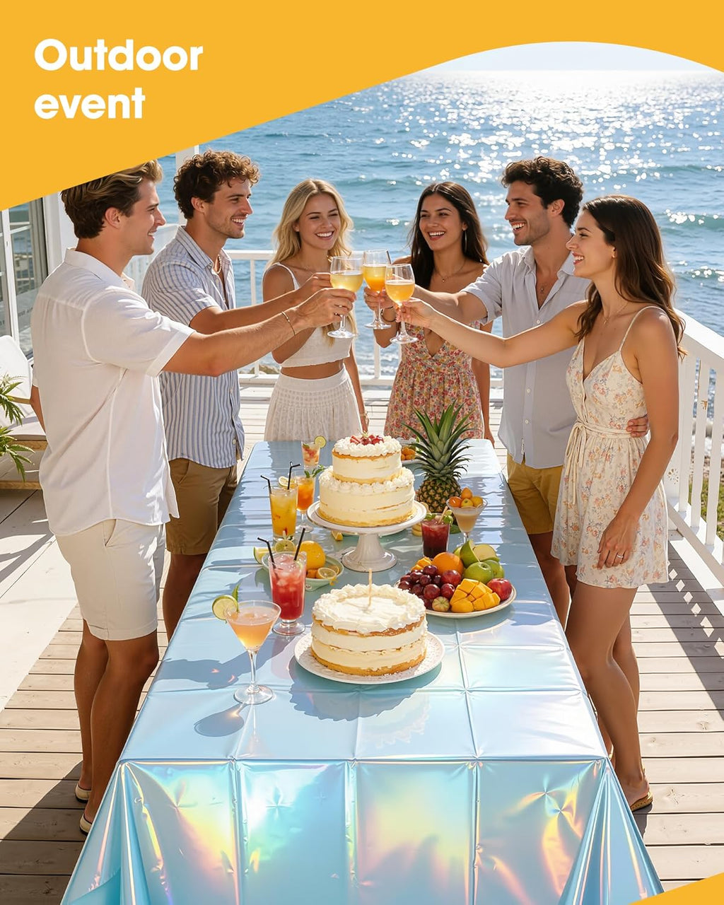 Niuara Iridescent Blue Tablecloths - 4 Pack Disposable 54" x 108" for 6FT Tables | Perfect for Parties & Gatherings