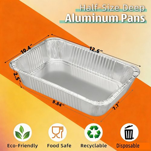 9x13 Inch Aluminum Pans Disposable- 40 Pack,Half Size Aluminum Foil Pans,Deep Tin Foil Pan,Disposable Baking Pans Great for Cooking,Heating, Storing, Prepping Food,Steam Table Deep Trays,Oven-Safe