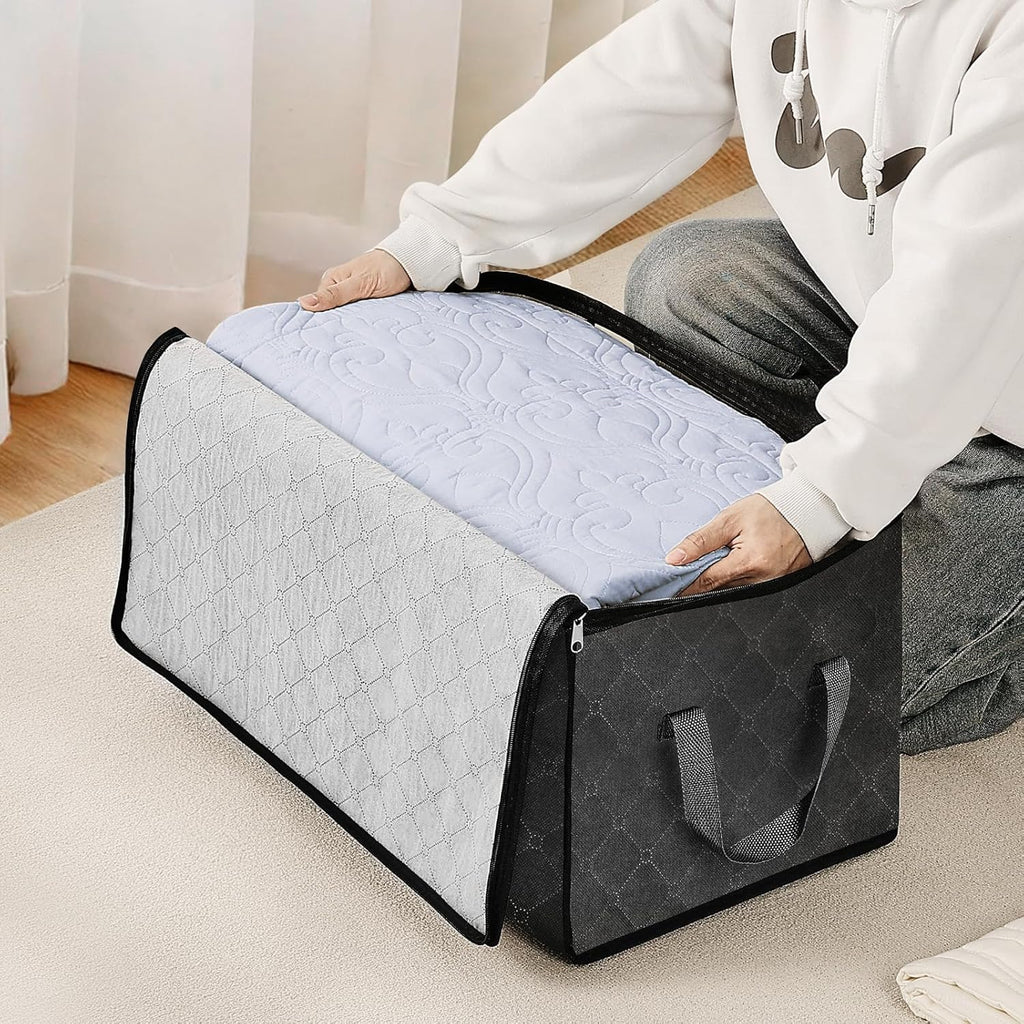VEVOR 60L Large Storage Bags - 6 Pack Foldable Closet Organizers with Handles | Grey Non-Woven Fabric for Clothes & Blankets