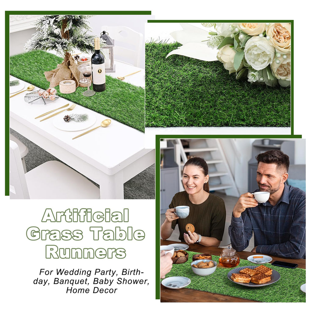 Artificial Grass Table Runners-13 x 36 Inches Faux Grass Table Runner for Golf Themed Party,Synthetic Turf Table Runner for Wedding Party, Birthday, Banquet, Baby Shower, Home Decor