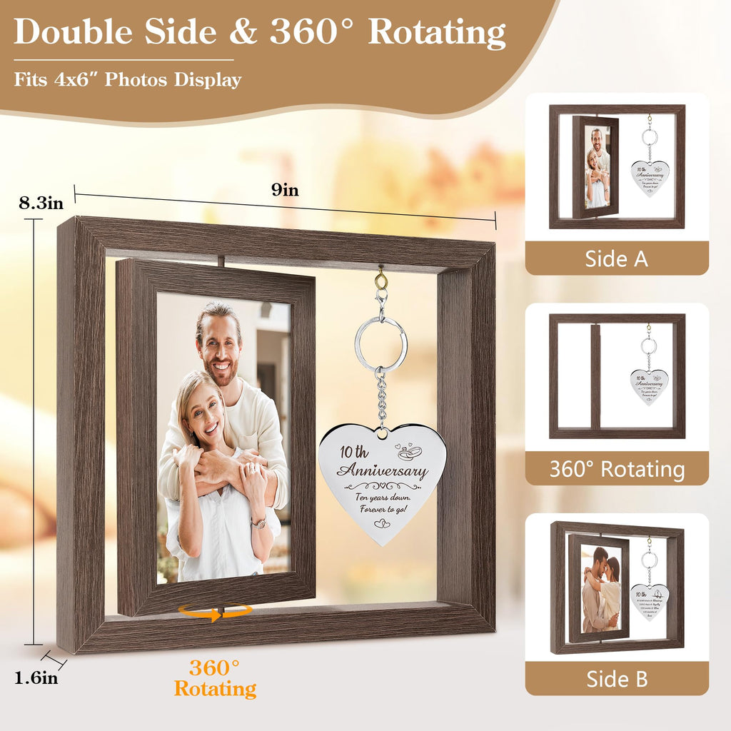 10 Year Anniversary Picture Frame Gifts for Couple 10 Year Anniversary Decorations Gifts for Wife 10 Year Gift Anniversary Customized Photo Frame Happy 10th Aniversario Decorations Gift for Him