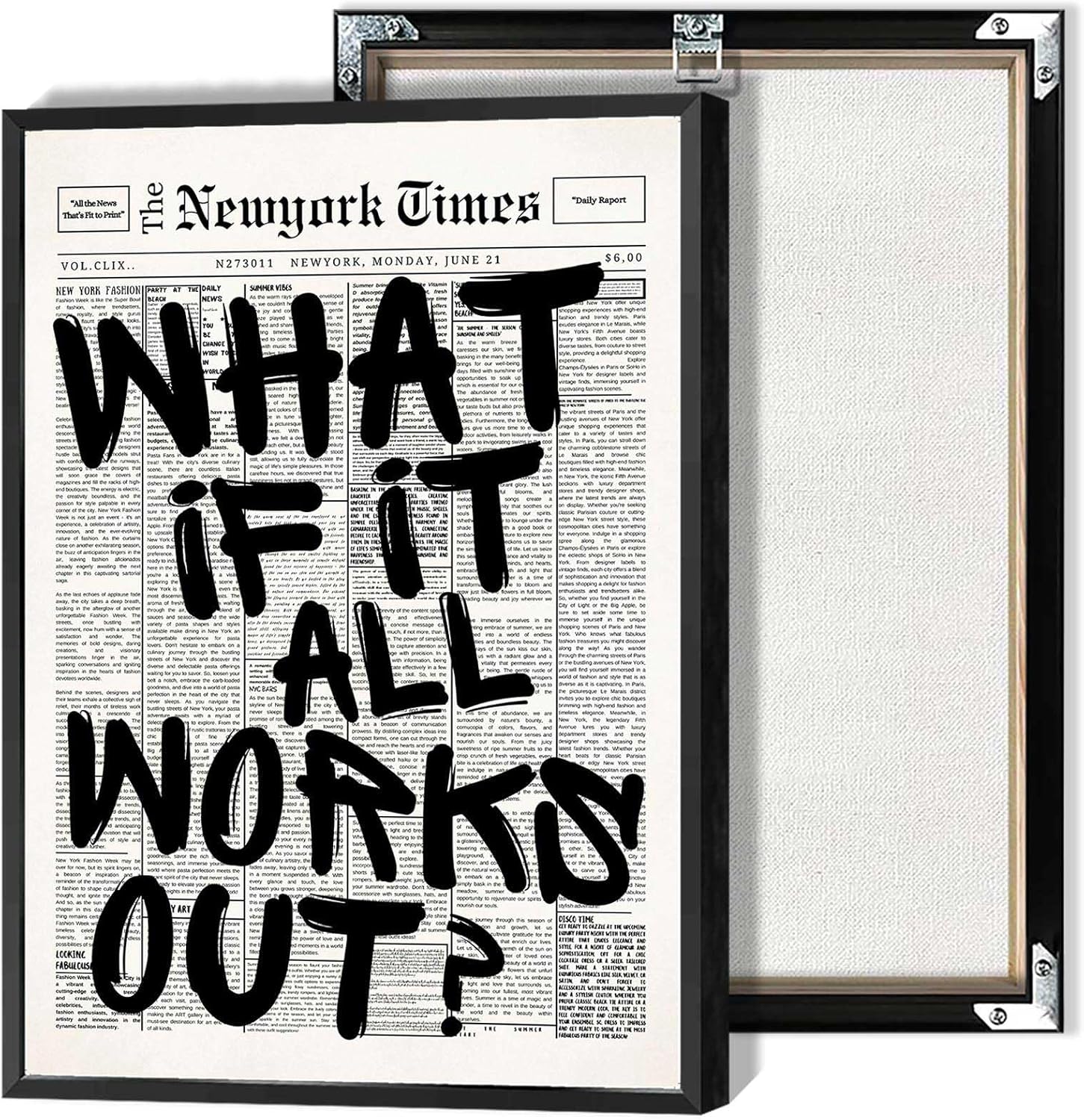 Skiennix Retro Black And White Newspaper Poster - Positive Affirming Canvas Wall Art | 12x18in Framed Decor