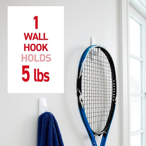 Command Large Utility Hooks - 5 lb Capacity, Damage-Free Adhesive Strips | 7 Hooks & 12 Strips for Easy Organization