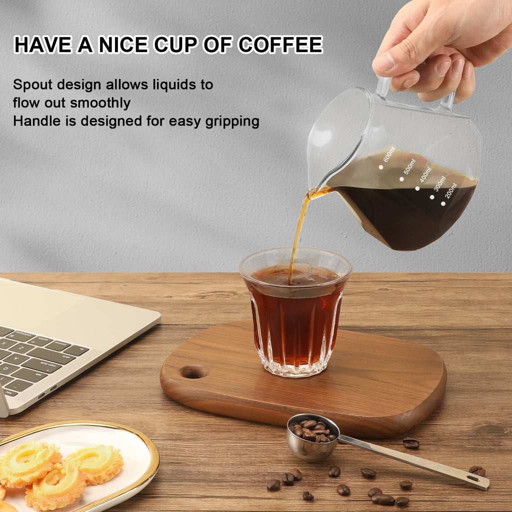 Mongdio Pour Over Coffee Maker, 20 oz High-Heat Borosilicate Glass Coffee Maker with 100pcs Paper Filters, 5 in 1 Drip Coffee Maker Set for Home Café Restaurant and Camping - 600ml, Clear