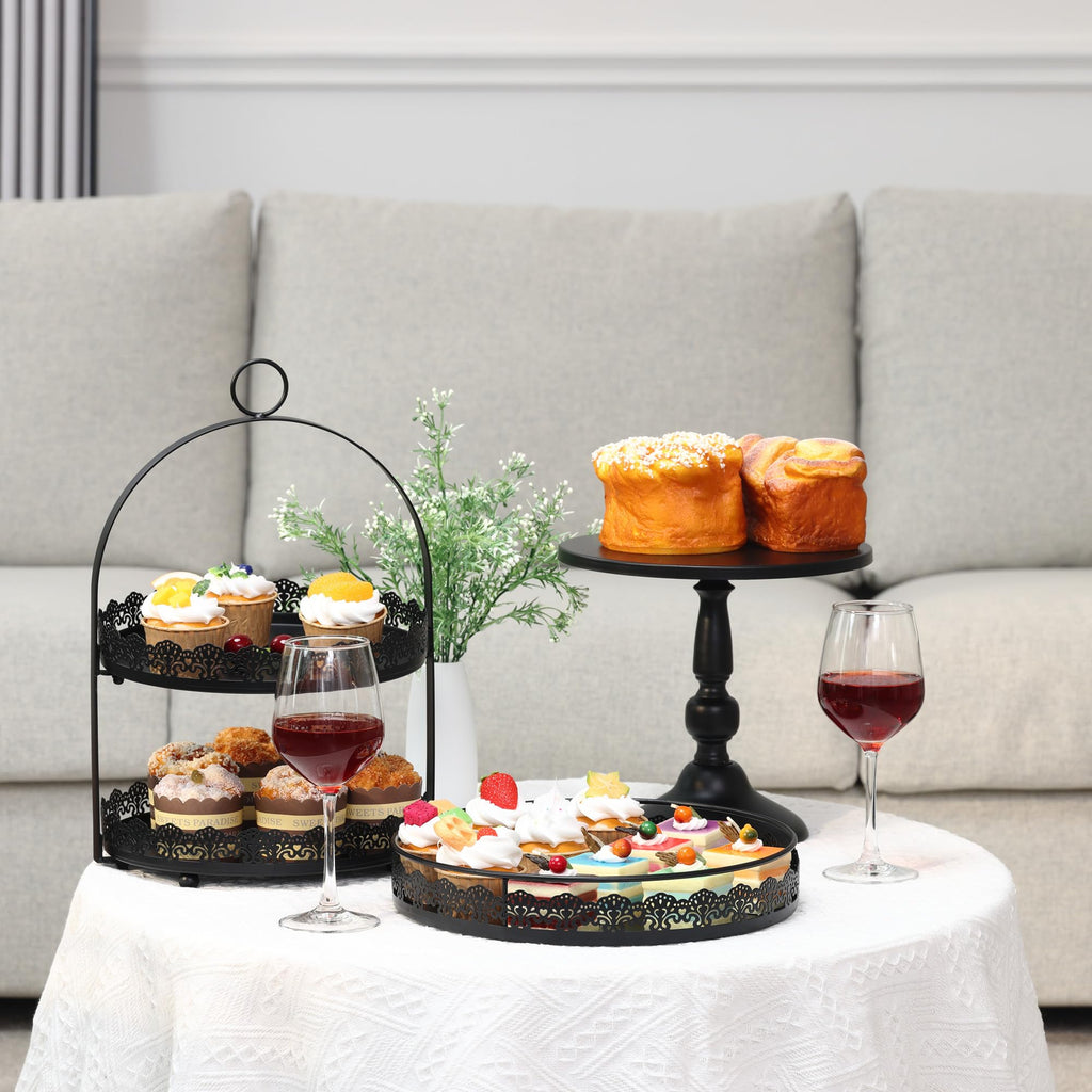 6 Pcs White Cake Stands Set, QENUIITEA Cake Display Pedestal Tiered Cupcake Holder Dessert Plate Serving Tower Tray Decorative for Wedding Birthday Party Baby Shower Celebration