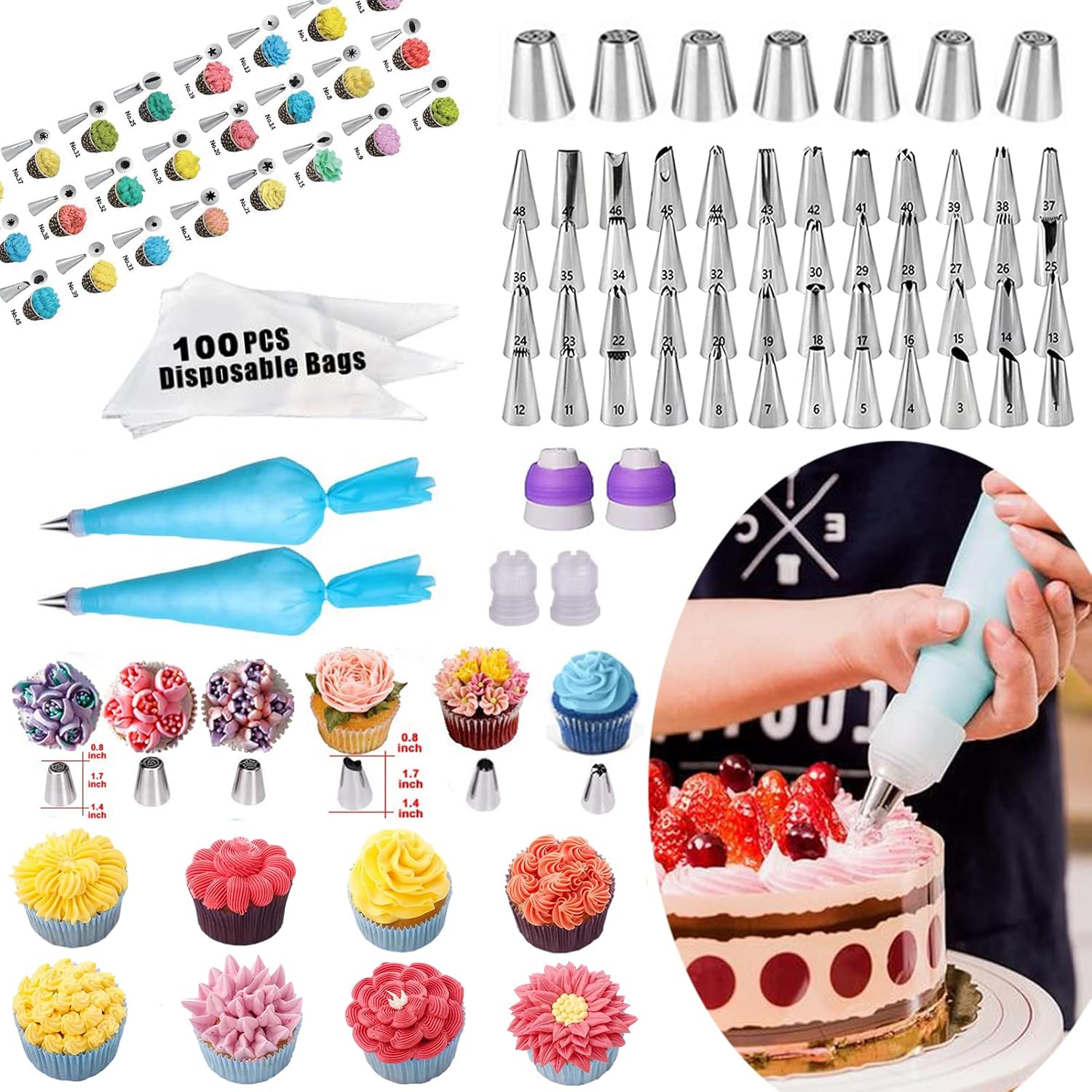 Skiennix Cake Decorating Kit - 567 PCS Baking Set with Springform Pans & Rotating Turntable for Beginners