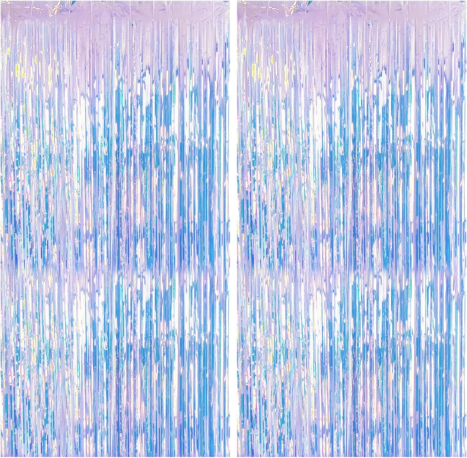 MYUPDALIN Iridescent Party Streamers - Foil Fringe Curtain for Mermaid Ocean Theme | 2 Pack