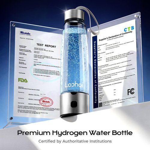 LOOHOI Hydrogen Water Bottle, Upgraded Hydrogen Generator with SPE/PEM Tech,16oz Portable Hydrogen-Rich Water Maker,Fast Hydrogen Production,Rechargeable Health Water Cup for Home Office Travel