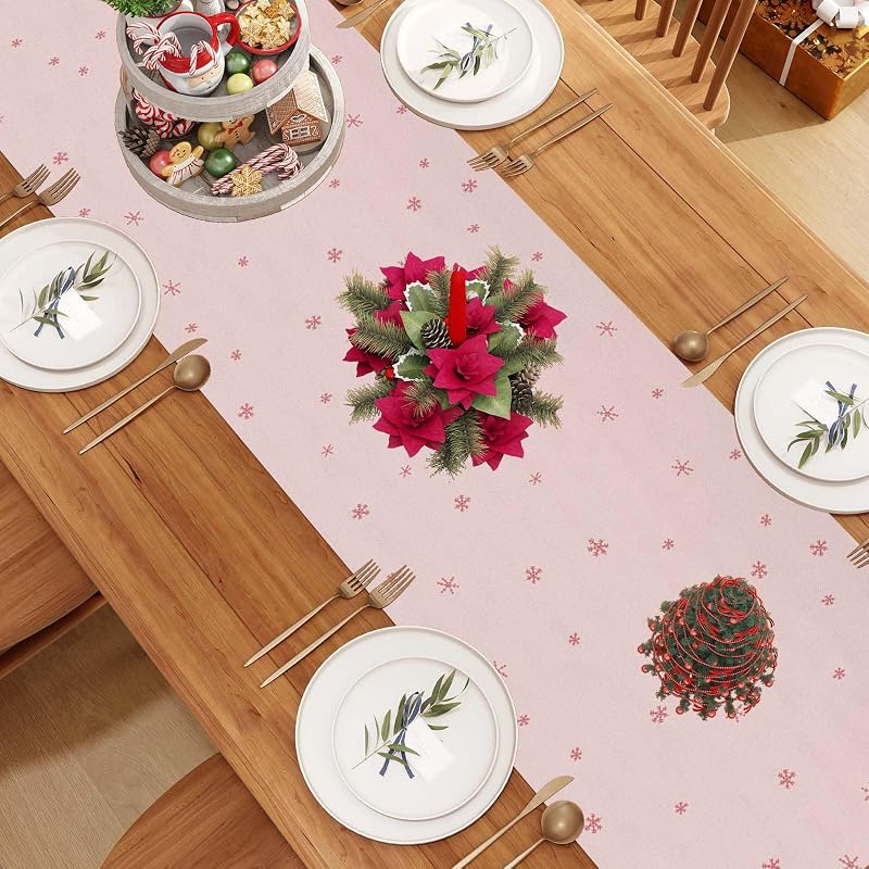 Pink Hawaiian Christmas Table Runner 13x72 Inches - 100% Polyester, Holiday Decor (Variation: Hawaiian Christmas+13" x 72")