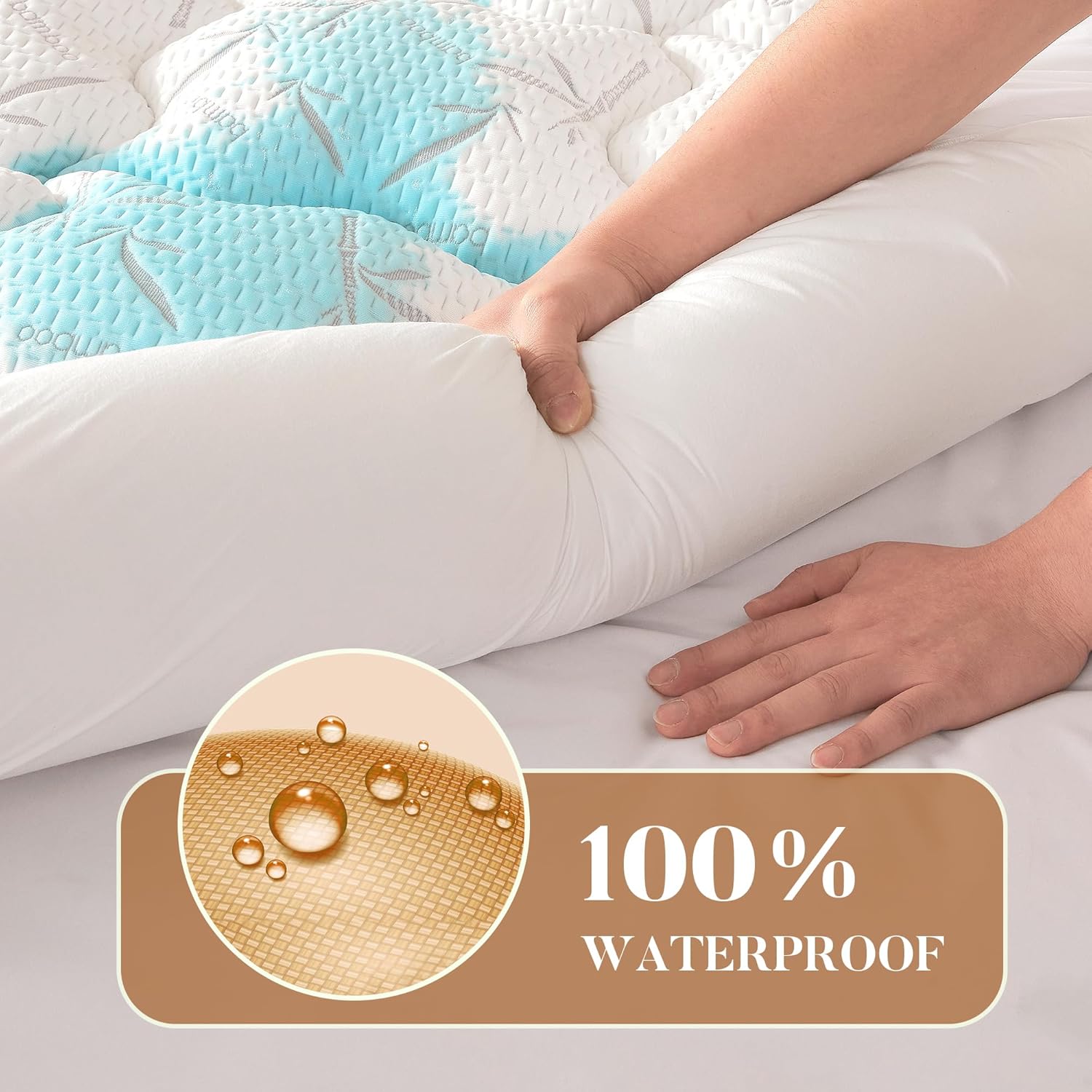 PRIMESOFT 100% Waterproof Queen Mattress Topper - Thick Pillow Top for Back Pain Relief | 21-Inch Deep Pocket, Soft & Breathable (White)