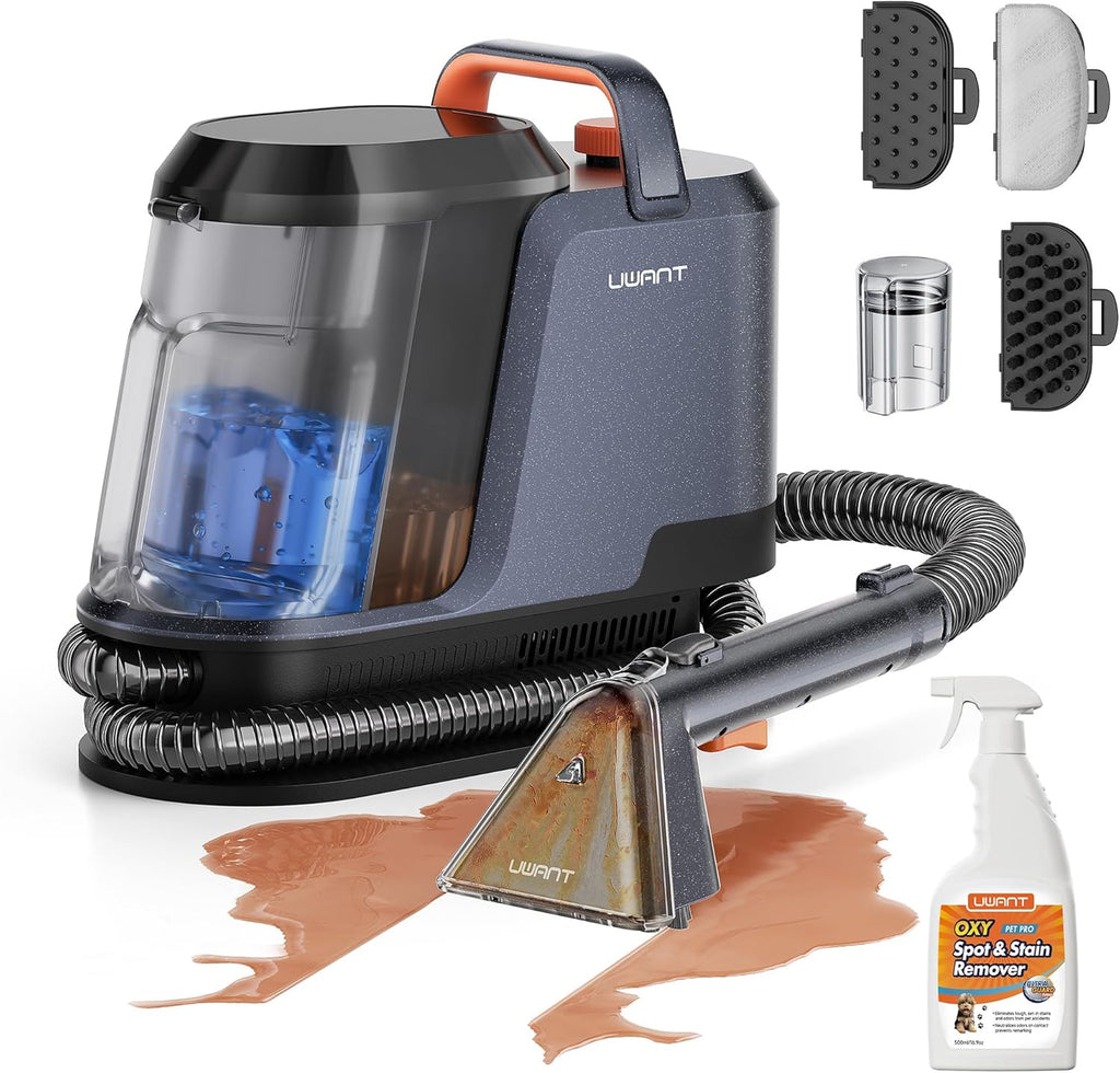 Uwant Portable Carpet Cleaner - 18Kpa Deep Cleaning Machine for Cars & Pets | Includes Self-Cleaning Set