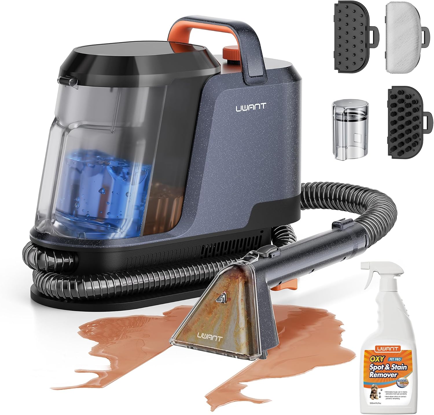 Uwant Portable Carpet Cleaner - 18Kpa Deep Cleaning Machine for Cars & Pets | Includes Self-Cleaning Set