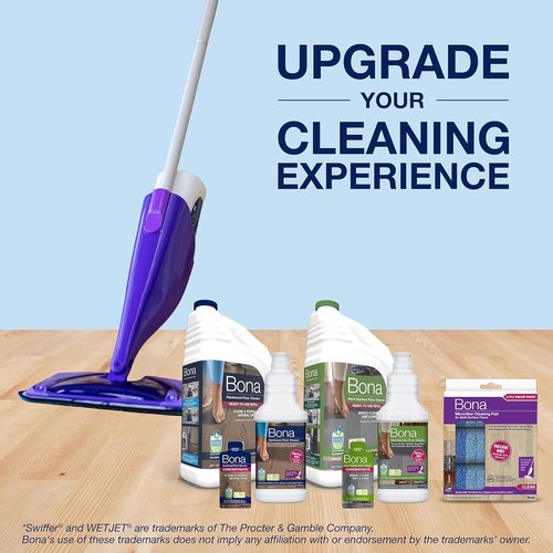 Bona Hardwood Floor Cleaner - 64 Fl Oz Bottle with Refill for Swiffer WETJET | Effective Wood Floor Care