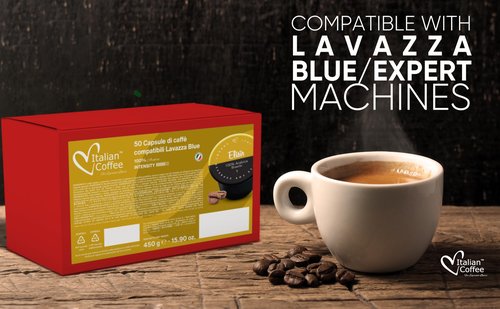 ITALIAN COFFEE FOR ESPRESSO LOVERS capsules compatible with Lavazza BLUE and Lavazza Expert machines (Elisir, 1 Count (Pack of 50))