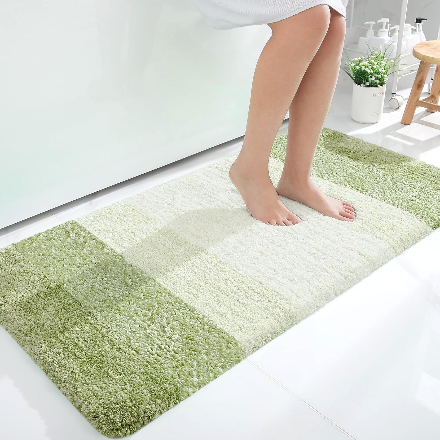 OLANLY Large Bathroom Rugs - Extra Soft Microfiber Mat 50x30 | Quick Dry, Washable, Rubber Backing, Mustard Yellow