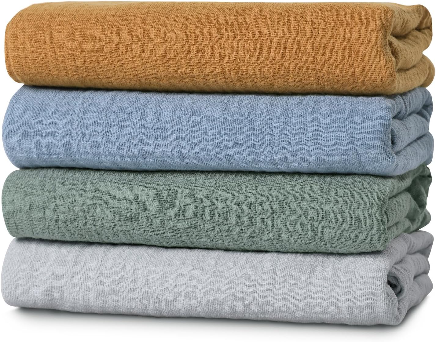 Skiennix Muslin Swaddle Blankets - 4 Pack Breathable Cotton Newborn Receiving Wraps | Skin-Friendly Essentials