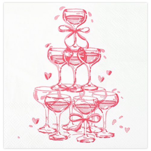 100 Pcs Champagne Tower Cocktail Napkins Disposable Hot Pink Paper Napkins 3 Ply Watercolor Party Dinner Napkin Decorative Beverage Napkin for Girls Wedding Birthday Bachelorette Party Supplies