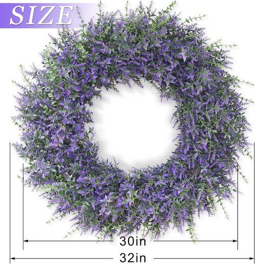 32" Lavender & Eucalyptus Wreath - Large Artificial Greenery for Front Door & Home Decor | All Seasons